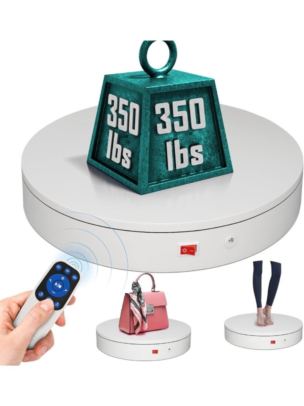 Large 12.6" Motorized Rotating Display Stand - 350lbs Capacity Photography